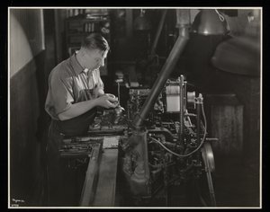 Working on a Monotype Machine at Unz and Co., 24 Beaver Street, New York